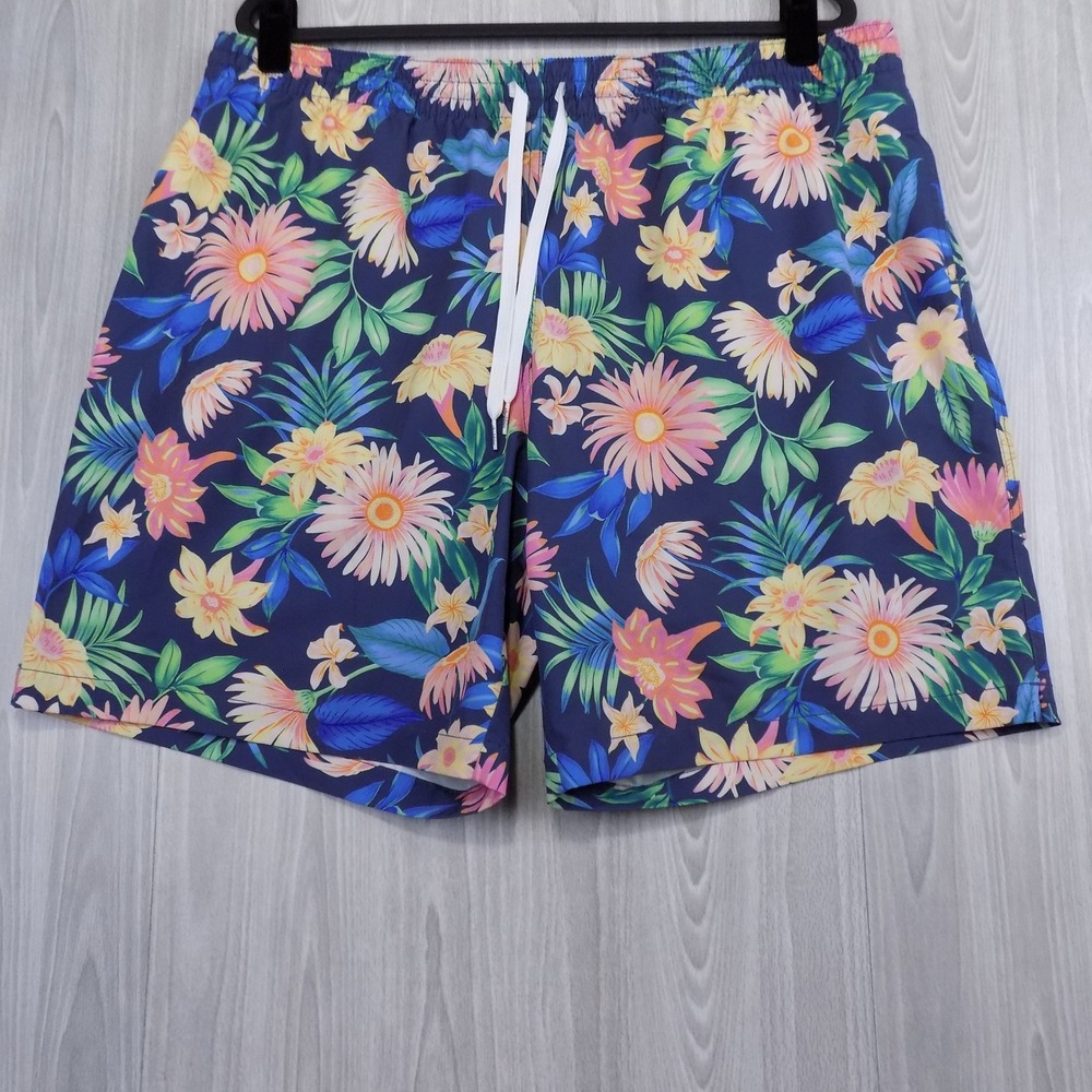 Chubbies The 7 Inch Inseam Swim Trunks Mens XXL Navy Blue Floral EUC